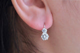 Statement Leverback Drop Earrings 1ct Round Cut Diamond 14k White Gold Finish