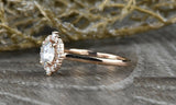 1.2ct Round Cut Diamond Engagement Ring 14k Rose Gold Finish Halo Bridal Wedding