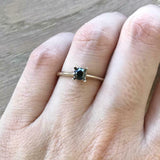 0.3ct Round Cut Black Diamond Engagement Ring Minimalist 14k White Gold Finish