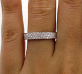 3Ct Round Brilliant Cut Diamond 3 Row Eternity Wedding Band 18K White Gold Over