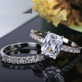 4ct Radiant Cut VVS1D Diamond Engagement Ring 14k White Gold Finish Bridal Set