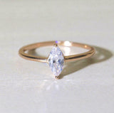 1ct Marquise Cut Diamond Engagement Ring Dainty Stackable 14k Rose Gold Finish