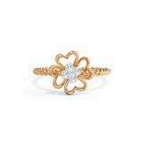 1.2ct Engagement Ring Round Cut Diamond Floral Minimalist 14k Rose Gold Finish