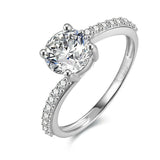 1.6ct Round Cut Diamond Engagement Ring Swirl with Accents 14k White Gold Finish