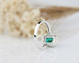 2ct Green Emerald Cut Engagement Ring Diamond Halo Design 14k White Gold Finish