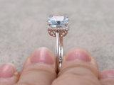 1.5ct Cushion Cut Blue Aquamarine Diamond Halo Solitaire Ring 14k WhiteGold Over