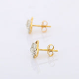 1.45ct Stud Earrings Princess Round Cut Diamond Cluster 14k Yellow Gold Finish