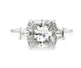 5Ct Cushion Cut Trilogy Engagement Ring 14K White Gold Finish Trapezoid Accents