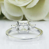 2.2ct Asscher Cut Diamond Solitaire with Accent Trilogy Ring 14k White Gold Over