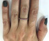 1ct Round Cut Pink Ruby Wedding Band Ring Half Eternity 18k White Gold Finish