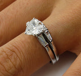 5Ct Heart Cut Diamond Bridal Set Engagement Ring Band 18K White Gold Finish