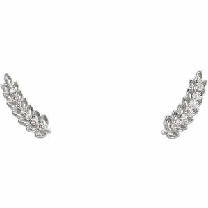 0.5ct Round Cut VVS1 D Diamond Leaf Stud Earrings Women 14k White Gold Finish