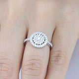 2.3ct Round Cut Diamond Engagement Ring Floral Halo Cluster 14k WhiteGold Finish