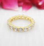 2.1ct Round Cut Moissanite Full Eternity Wedding Band 14k Yellow Gold Plated