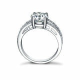 2.5ct Round Cut Diamond Engagement Ring Accents Split Band 14k White Gold Finish