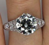 6Ct Round Cut Diamond Art Deco Vintage Engagement Ring 14K White Gold Finish