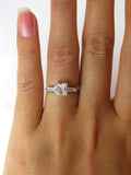 3.5Ct Asscher Cut Trilogy Engagement Ring 18K White Gold Finish Baguette Accents