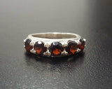 5ct Wedding Ring Band Round Cut Red Garnet Half Eternity 14k White Gold Finish