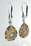 5Ct Pear Cut Yellow Sapphire Diamond Halo Water Drop Earring 14K White Gold Over