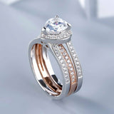 3Ct Heart Cut Diamond Removable Band Inside Ring Engagement 14K Dual Gold Finish