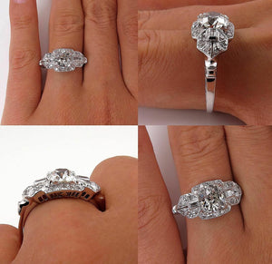 4.5Ct Round Cut Diamond Art Deco Vintage Engagement Ring 14K White Gold Finish