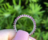 3Ct Round Cut Pink Sapphire Full Eternity Wedding Band 14K White Gold Finish