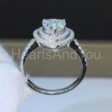 2ct Heart Cut Simulated Diamond Dual Halo Engagement Ring 14k White Gold Plated