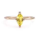 0.7ct Marquise Cut Yellow Sapphire Engagement Ring 14k Rose Gold Over Solitaire