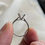 1ct Round Cut Moissanite Heart Shape Prong Engagement Ring 14K White Gold Plated