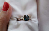 2ct Radiant Cut London Blue Topaz Leaf Marquise Accent Ring 14k Rose Gold Finish