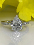 1.5ct Pear Cut Diamond Accents Solitaire Engagement Ring 14k White Gold Finish