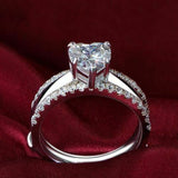 2Ct Heart Cut Diamond Solitaire Engagement Ring 14K White Gold Over Round Accent