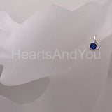 1ct Cushion Cut Simulated Sapphire Fox Kitten Stud Earring 14k White Gold Plated