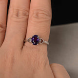 1ct Oval Purple Amethyst Promise Solitaire Engagement Ring 14k White Gold Finish