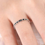 Half Eternity Wedding Ring Band 1.2ct Round Black Diamond 14k White Gold Finish