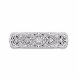 1Ct Round Cut Diamond Milgrain Filigree Vintage Wedding Band 14K White Gold Over