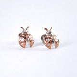 0.5ct Round Cut Moissanite Ladybug Stud Earrings For Women 14K Dual Gold Plated