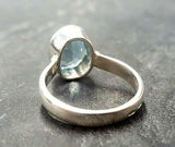 2.1ct Oval Cut Blue Aquamarine Bezel Set Solitaire Ring 14k White Gold Finish