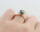 1.5ct Oval Cut Green Emerald Engagement Ring 4 Prong Solitaire 14k RoseGold Over