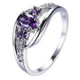 2.3ct Oval Cut Purple Amethyst Engagement Ring 14k White Gold Finish Trilogy