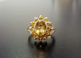 2.6ct Engagement Ring Oval Cut Yellow Citrine Floral Cluster 14k White Gold Over