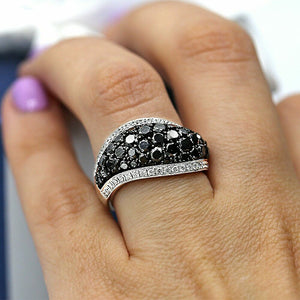 2.8ct Round Black Diamond Engagement Ring 14k White Gold Finish Classic Cocktail