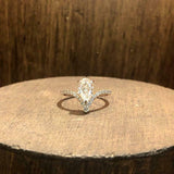 2.5ct Pear Diamond Engagement Ring V Shaped Stylish Curved 14k White Gold Finish