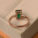 1.5ct Green Emerald Cut Engagement Ring 4 Prong Solitaire 14k Rose Gold Finish