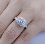 5Ct Round Cut Diamond Bridal Set Halo Gatsby Ring Band 14K White Gold Finish