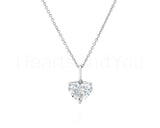 0.8ct Heart Cut Simulated Diamond Solitaire Pendant Chain 14k White Gold Plated