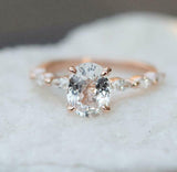 1.5ct Engagement Ring Oval Cut Diamond Marquise Accent Design 14k Rose Gold Over