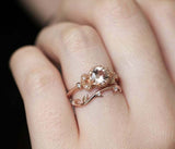 1.5ct Round Diamond Engagement Ring 14k Rose Gold Finish Floral Leaf Bridal Set