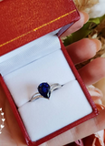 1.5ct Pear Cut Blue Sapphire Engagement Ring 14k White Gold Finish Pear Shaped