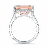 2ct Radiant Peach Morganite Diamond Accent Engagement Ring 14k White Gold Finish